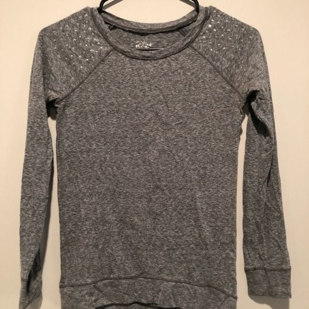 Justice Girls‎ Gray Sweatshirt Rhinestone Shoulders Size 12